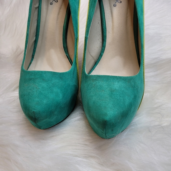 Qupid Green Orange Lime Green Six inch Heels - Picture 3 of 10